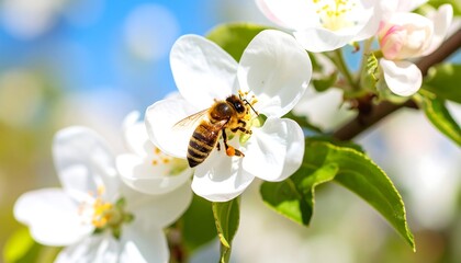 Honeybee on a blossom in spring