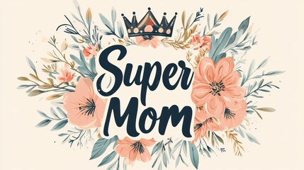 Floral Super Mom Design: A Mother's Day Tribute