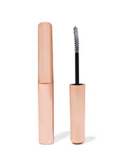 Rose gold eyebrow gel product packaging on white background
