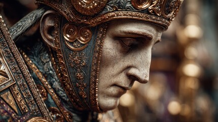 Obraz premium Ornate bust with intricate golden details representing faith and legacy