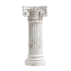 Obraz premium White Corinthian Column with Cracks on Black Background