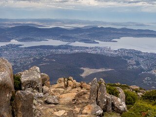 Hobart and the Derwent Rier from Mount Welington, Tasmania