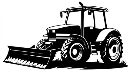 Naklejka premium Black and white tractor illustration