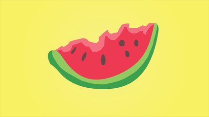  Bitten Slice of Watermelon vector illustration 