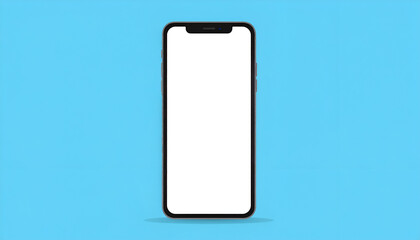 Modern Smartphone with Blank White Screen on a Vibrant Blue Background.