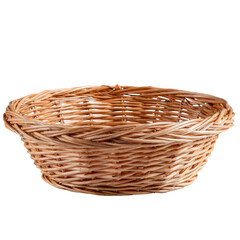 Light-brown woven basket, shallow, round