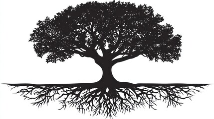 Silhouette tree roots graphic