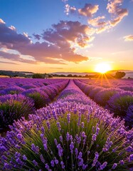Obraz premium Lavender field at sunset (9)