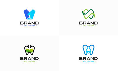 Set of Dental labs logo with modern creative style Premium Vector