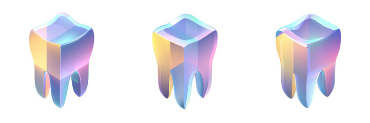 3D Isometric Glassmorphism Icon PNG Set &ndash; Tooth