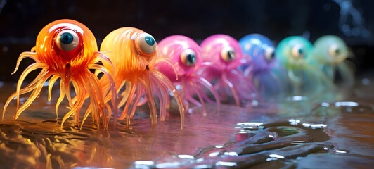 Tiny figures from life Kraken goblin,generative AI