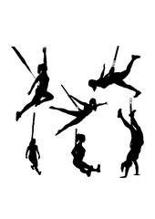 Bungee dance sport activity silhouettes