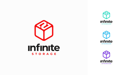 infinity box storage Technology logo, Infinity Cloud Storage logo template
