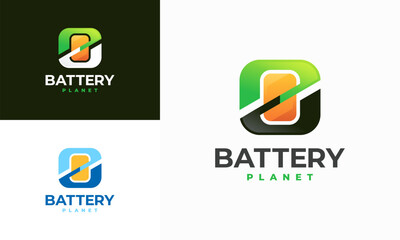 Battery Planet logo designs concept vector, Battery technology logo, Future Energy Logo template