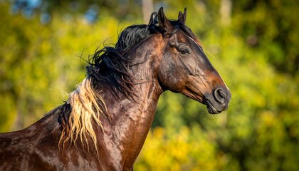 Horse portrait in a forest
