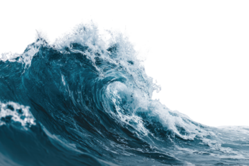 Powerful ocean wave cresting, frothy white foam