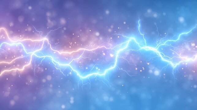 Electric blue and pink lightning bolts on a vibrant abstract background with glowing particles and ethereal light effects for creative projects - Powered by Adobe