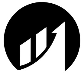 Minimalist Finance Logo with Negative Space Rising Bar Chart in Circle