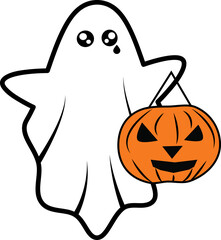 A vector art of ghost during Halloween begging for candies. 