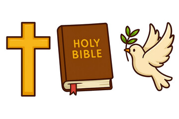 Christian Clipart of a golden grail communion and a bible