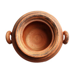 Round terracotta pot, handles, empty interior