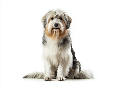A traditional Korean Sapsaree dog with long, fluffy fur, 한국의 전통 견종인 삽살개