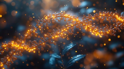 Abstract DNA-like Structure with Lights and Plants