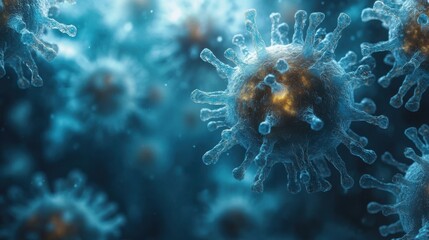 Microscopic Image of Multiple Virus Particles