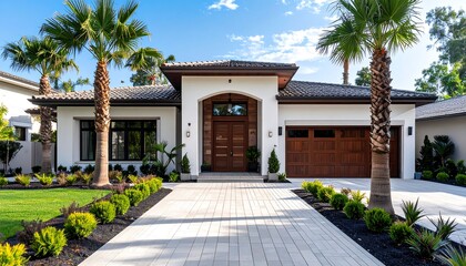 Modern home with tropical landscaping
