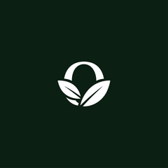 Letter O leaf logo icon flat vector design