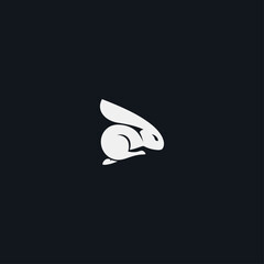 Running rabbit logo icon flat vector design