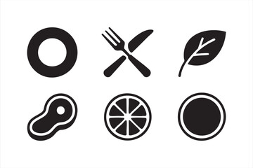 Vector collection of diet icons for clean eating, organic food, and healthy nutrition