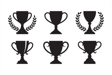 Vector design pack of competition trophies for winner, champion, and performance awards