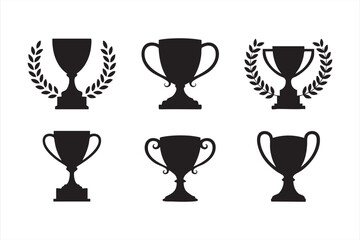 Vector collection of trophy cup designs for sports championships and business awards