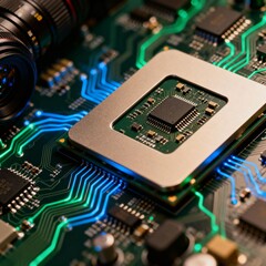 프로세서_접사촬영_파란빛_회로이미지