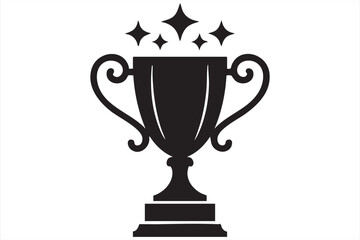 Black silhouette illustration of an award cup for victory, recognition, and achievement