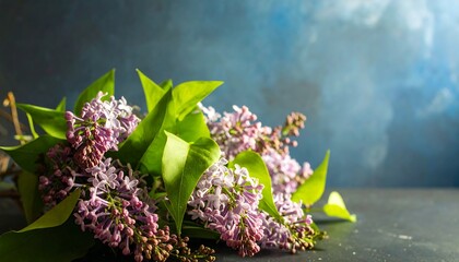 Lilac bouquet on dark background