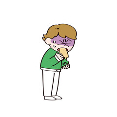 吐く子供のイラスト