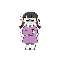 寒くて震える子供のイラスト
