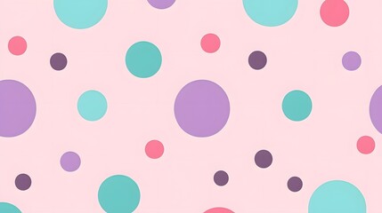 A playful pattern of various pastel-colored circles against a soft pink backdrop.