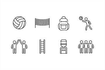 Team activity symbol pack including high five, group unity, and recreation equipment