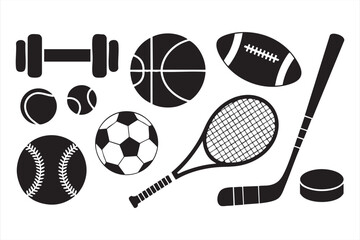 Vector collection of sporting goods for training, exercise, and athletic design projects