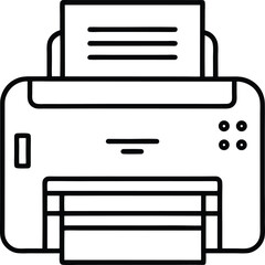 Minimal outline drawing of a printer, black and white vector.
