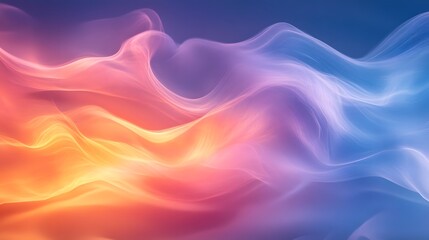 Obraz premium A mesmerizing abstract design featuring flowing, ethereal forms in vibrant hues of orange, pink, and blue, creating a sense of movement and dynamic energy.