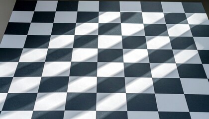 Black And White Checkerboard Pattern With Diagonal Shadows