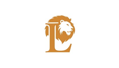 Lion head logo within letter L
