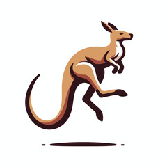Jumping kangaroo with a simple and minimalist flat design using a white background