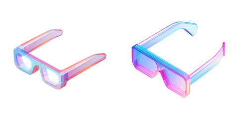 3D Isometric Glassmorphism Icon PNG Set &ndash; AR Glasses