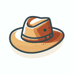 Australian cowboy hat (Akubra hat) with a simple and minimalist flat design using a white background