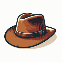 Australian cowboy hat (Akubra hat) with a simple and minimalist flat design using a white background